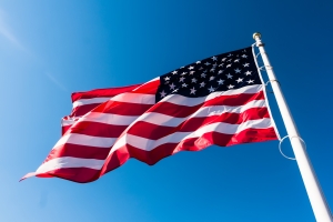 american flag in the sky